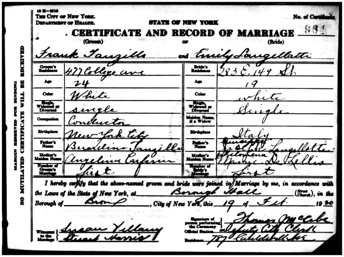 Marriage Certificate - Frank